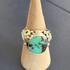 Traditional Setting Kingman Turquoise Ring, Beautiful Stone, Sterling Silver